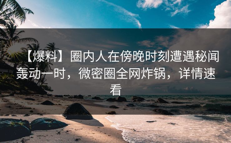 【爆料】圈内人在傍晚时刻遭遇秘闻轰动一时，微密圈全网炸锅，详情速看