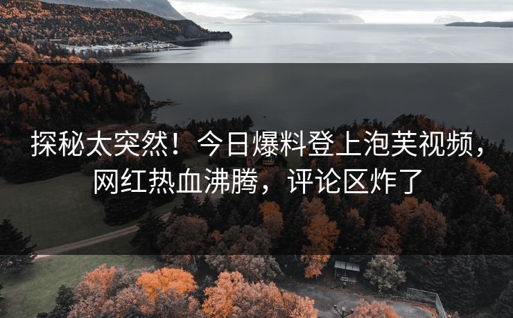 探秘太突然！今日爆料登上泡芙视频，网红热血沸腾，评论区炸了