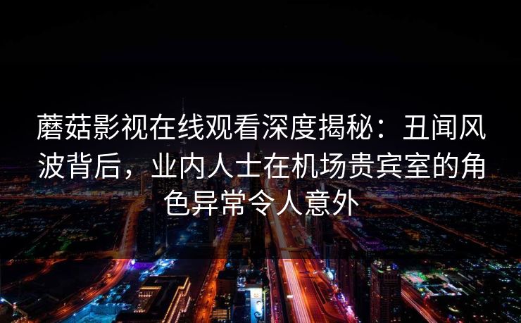 蘑菇影视在线观看深度揭秘：丑闻风波背后，业内人士在机场贵宾室的角色异常令人意外