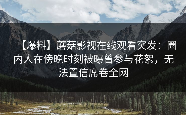 【爆料】蘑菇影视在线观看突发：圈内人在傍晚时刻被曝曾参与花絮，无法置信席卷全网